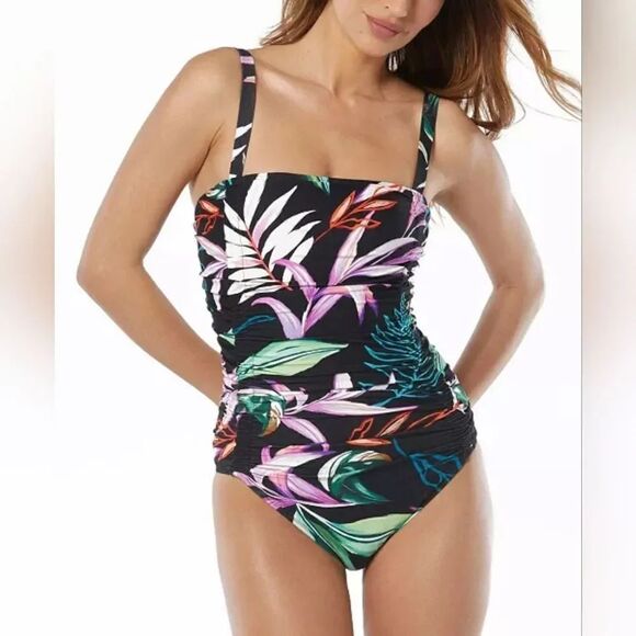 Carmen Marc Valvo Other - Carmen Marc Valvo One-Piece Ruched Floral-Print Swimsuit NWOT Size 12
